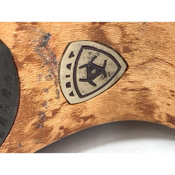 Ariat Womens Brown Leather Slingback Sandals With Laser Cut Design & Wooden Wedg - Picture 6 of 9